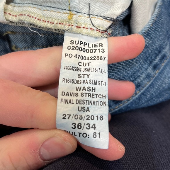 Polo Ralph Lauren Varick Slim Straight Jeans Mens 36x34 (35x33) Denim - Picture 8 of 12